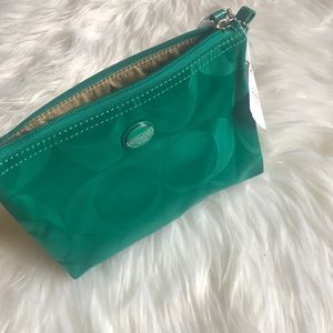 NWT Small Teal Green Coach Makeup bag Wallet